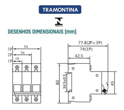 Imagem de Kit 9 Disjuntor 63A Unipolar Tramontina TDJ3 Curva C 3kA