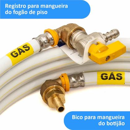Imagem de Kit 9 Metros 16mm Tubo PEX GÁS Multicamadas + Registro BM