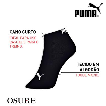 Imagem de Kit 9 Pares Meias Puma Soquete Cano Curto Baixo Meia Esportiva Academia Algodão Original