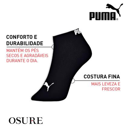 Imagem de Kit 9 Pares Meias Puma Soquete Cano Curto Baixo Meia Esportiva Academia Algodão Original
