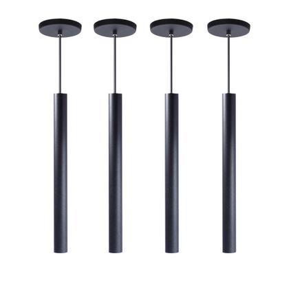 Imagem de kit 9 Pendente Luminária Tubo Preto 40 Cm + Lâmpada LED Branco Quente