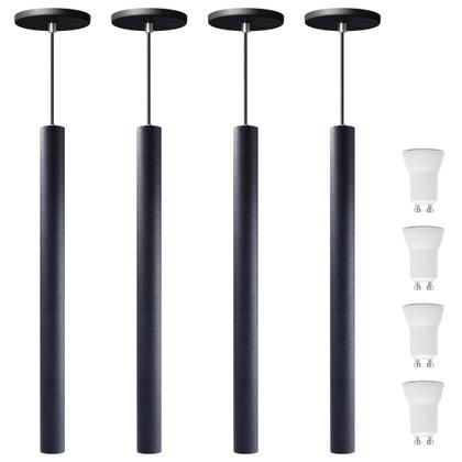 Imagem de Kit 9 Pendente Luminária Tubo Preto 50 Cm + Lâmpada LED Branco Quente