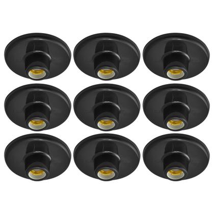 Imagem de Kit 9 Plafon Plafonier De Teto Soquete Bocal E27 Porcelana Decorativo Preto Para Quarto Sala Cozinha Banheiro Bivolt