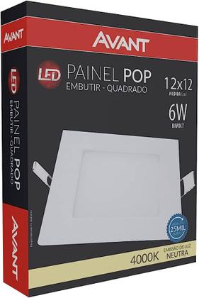 Imagem de Kit 9 Plafon Quadrado Embutir 6w 12x12cm Branco Neutro 4000k