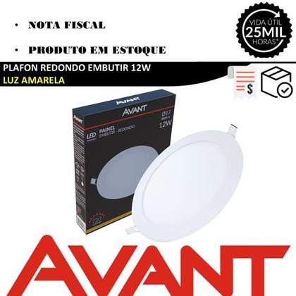 Imagem de Kit 9 Plafon Redondo Embutir 12w Branco Quente 3000k Amarelo
