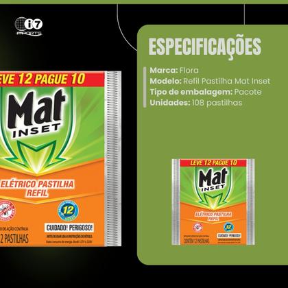 Imagem de Kit 9 Repelentes Pastilha Elétrico Mat Inset 108 Pastilhas