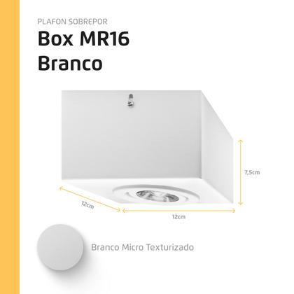 Imagem de Kit 9 Spot Plafon Sobrepor Box Quadrado Mr16 Direcionável Branco