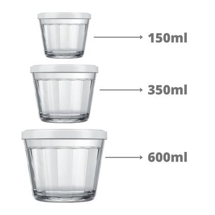 Imagem de Kit 9 Tigelas de Vidro Americano 150ml - 350ml - 600ml Nadir