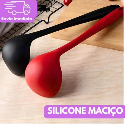Imagem de Kit 9 Utensílios de Silicone Cozinha Profissional 3 Escumadeira 3 Concha 3 Colher Resistentes