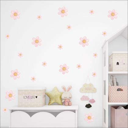 Imagem de Kit 90 Adesivos De Parede Infantil flor Menina Bebê
