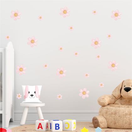Imagem de Kit 90 Adesivos De Parede Infantil flor Menina Bebê