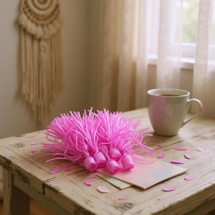 Imagem de Kit 90 Papel de Bala Seda Rosa Pink com 2 Franjas p/ Balas