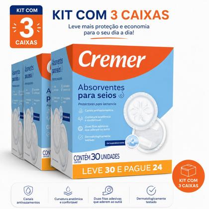 Imagem de Kit 90 unidades de Absorvente Descartavéis Para Seios Toque Suave Cremer