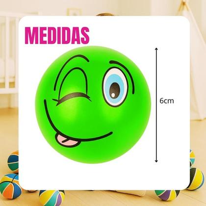 Imagem de Kit 96 Bolinhas Bola Macia Emoji Anti Stres Smile Massagem