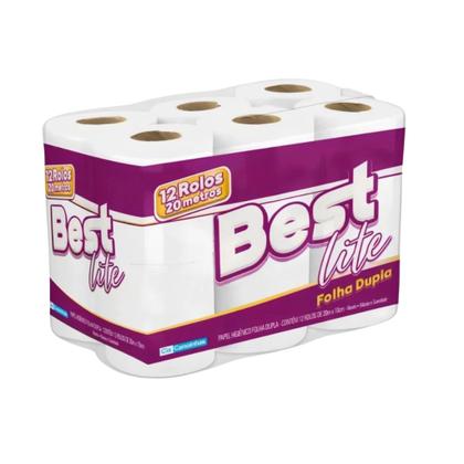Imagem de Kit 96 Rolos Papel Higiênico Best Folha Dupla 20m  8 Pacotes com 12 Rolos