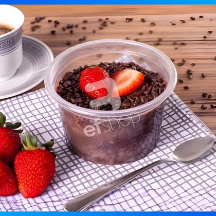 Imagem de Kit 96 Unidades Pote de Plástico Redondo 250ml Com Tampa Bolo no Pote Embalagem Descartável BP Potes