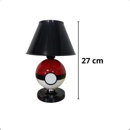 Imagem de Kit Abajur de Mesa + Porta Cotonete Algodão Pokemon Pokebola