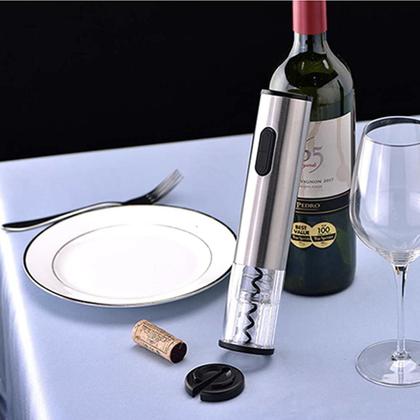 Imagem de Kit Abridor de Vinhos Elétrico Aço Inox Saca Rolha Automático