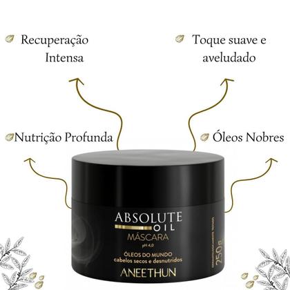 Imagem de Kit Absolute Oil Shampoo,Máscara,Umectante -Aneethun