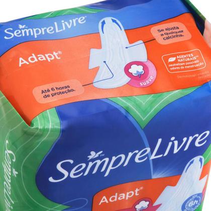 Imagem de Kit Absorvente Externo Sempre Livre Adapt Cobertura Suave com Abas 16 Unidades