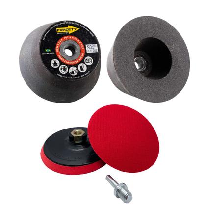 Imagem de Kit Acabamento 45 Porcelanato, Granito, Mármore e outras Pedras 3 Lixas Suporte e Rebolo