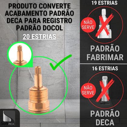 Imagem de Kit Acabamento Quadrado Gold 1/2 e 3/4 + Conversor Docol P/Deca