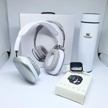 Imagem de Kit Academia Completo Garrafa Térmica 500ml, Fone Bluetooth e Relógio Smart Digital para Homens e Mulheres