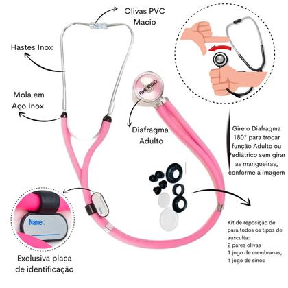 Imagem de Kit Academico Enfermagem Aparelho Pressao Estetoscopio Multi PAMED
