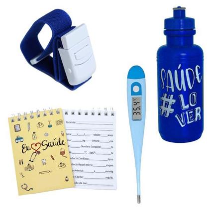 Imagem de Kit Academico Enfermagem Esfigmomanometro Aparelho de Pressao Estetoscopio Multi Necessaire Transparente Estampada Estagio PA MED