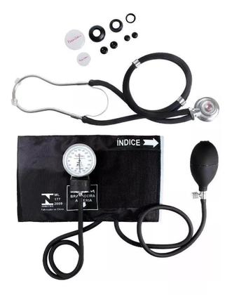 Imagem de Kit Acadêmico Esfignomanômetro + Estetoscópio Duplo Rappaport - Premium