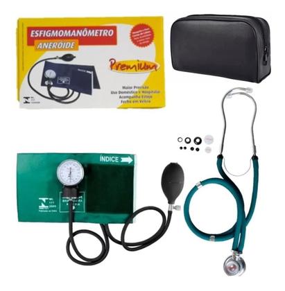 Imagem de Kit Acadêmico Esfignomanômetro + Estetoscópio Duplo Rappaport - Premium