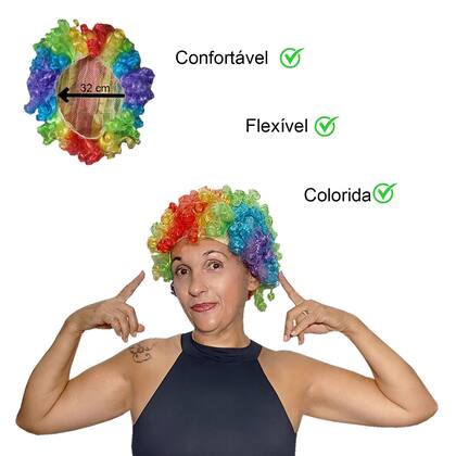 Imagem de Kit Acessório Fantasia de Palhaço: Suspensório + Gravata + Nariz + Peruca = 4 Produtos