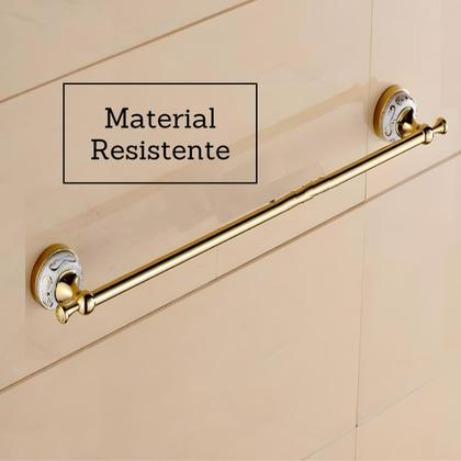 Imagem de Kit Acessórios Banheiro 5 Peças Dourado Com Porcelana Luxo