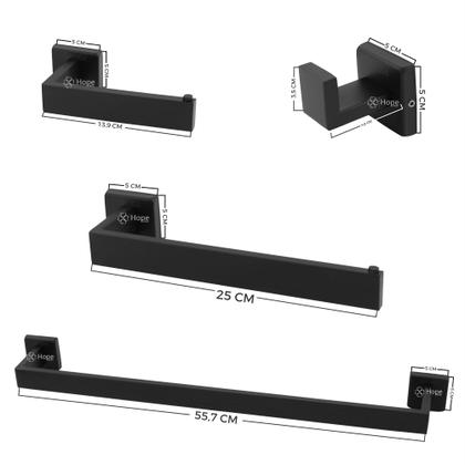 Imagem de Kit Acessórios Banheiro Inox 304 Lavabo Conjunto Preto Fosco