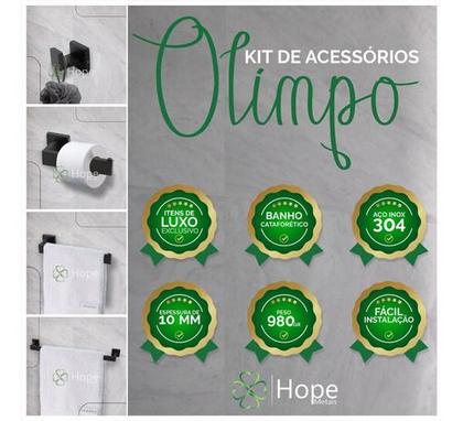 Imagem de Kit Acessórios Banheiro Inox 304 Lavabo Conjunto Preto Fosco