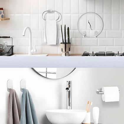 Imagem de Kit Acessórios Banheiro Inox Autoadesivo Com 5 Peças