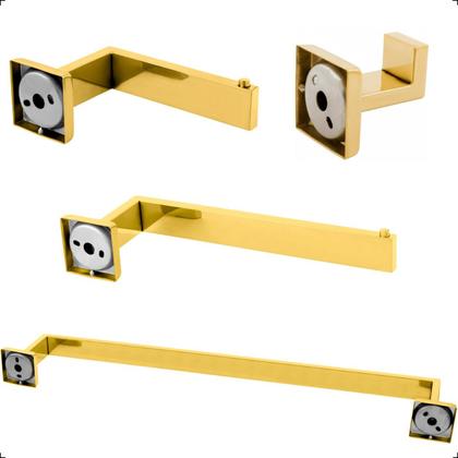 Imagem de Kit Acessorios Banheiro Inox304 Lavabo Conjunto Dourado Gold