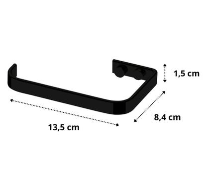 Imagem de Kit acessorios banheiro lavabo 4 peças preto fosco Future toalheiro duplo, toalha rosto 22 cm, papeleira, cabide