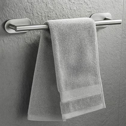 Imagem de Kit Acessórios Banheiro Lavabo Aço Inox Autoadesivo Com 5 Peças Cor Inox e Preto Fosco