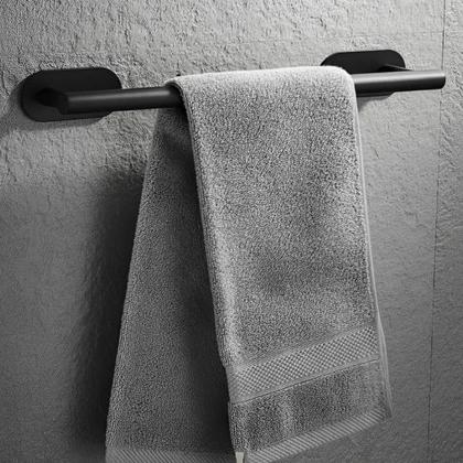 Imagem de Kit Acessórios Banheiro Lavabo Aço Inox Autoadesivo Com 5 Peças Cor Inox e Preto Fosco