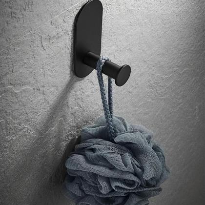 Imagem de Kit Acessórios Banheiro Lavabo Aço Inox Autoadesivo Com 5 Peças Cor Inox e Preto Fosco