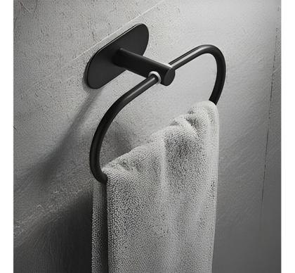 Imagem de Kit Acessórios Banheiro Lavabo Aço Inox Autoadesivo Com 5 Peças Cor Inox e Preto Fosco