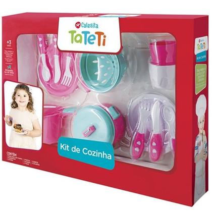 Imagem de Kit Acessorios de Cozinha Infantil Tateti 0335 Rosa e Verde