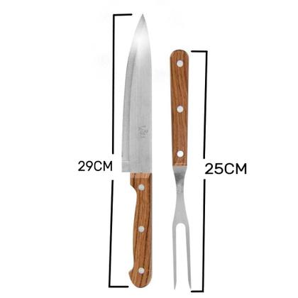 Imagem de Kit Acessórios de Cozinha Tabua de Carne 45cm + Garfo e Faca