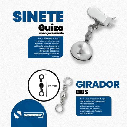 Imagem de Kit Acessorios de Pesca Com Anzol Boia Sino Girador Chumbada