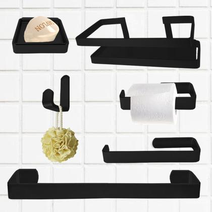 Imagem de Kit Acessórios Lavabo/ Banheiro 6 Peças C/ Ps Perna- Várias Cores