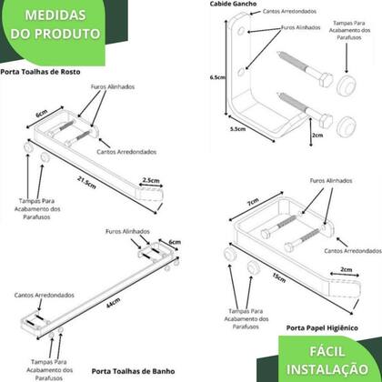 Imagem de Kit Acessórios Para Banheiro 4 Peças Dourado SF Plus