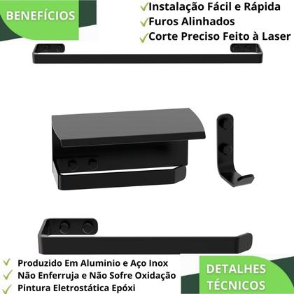 Imagem de Kit Acessórios Para Banheiro 4 Peças Preto SF.ZMT