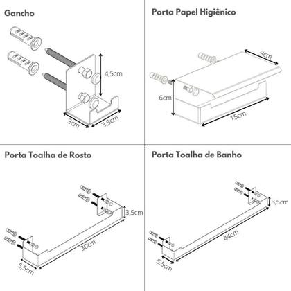 Imagem de Kit Acessórios Para Banheiro Branco 6 Peças Elg