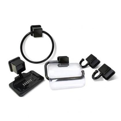 Kit Acessorios Para Banheiro Caribe 5Pcs Preto - Arqplast Imagem de Kit Acessorios Para Banheiro Caribe 5Pcs Preto